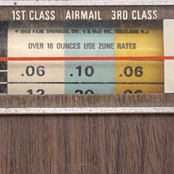 Park Sherman 16oz Postal Scale 1968 Rates Vintage Retro 1st 3rd Class Airmail - Picture 10 of 12